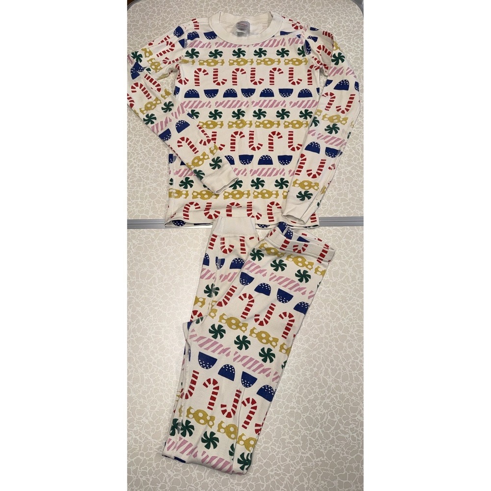 Hanna Andersson Pajamas Holiday Christmas Gumdrop Candy Size 12 / 150 Cream